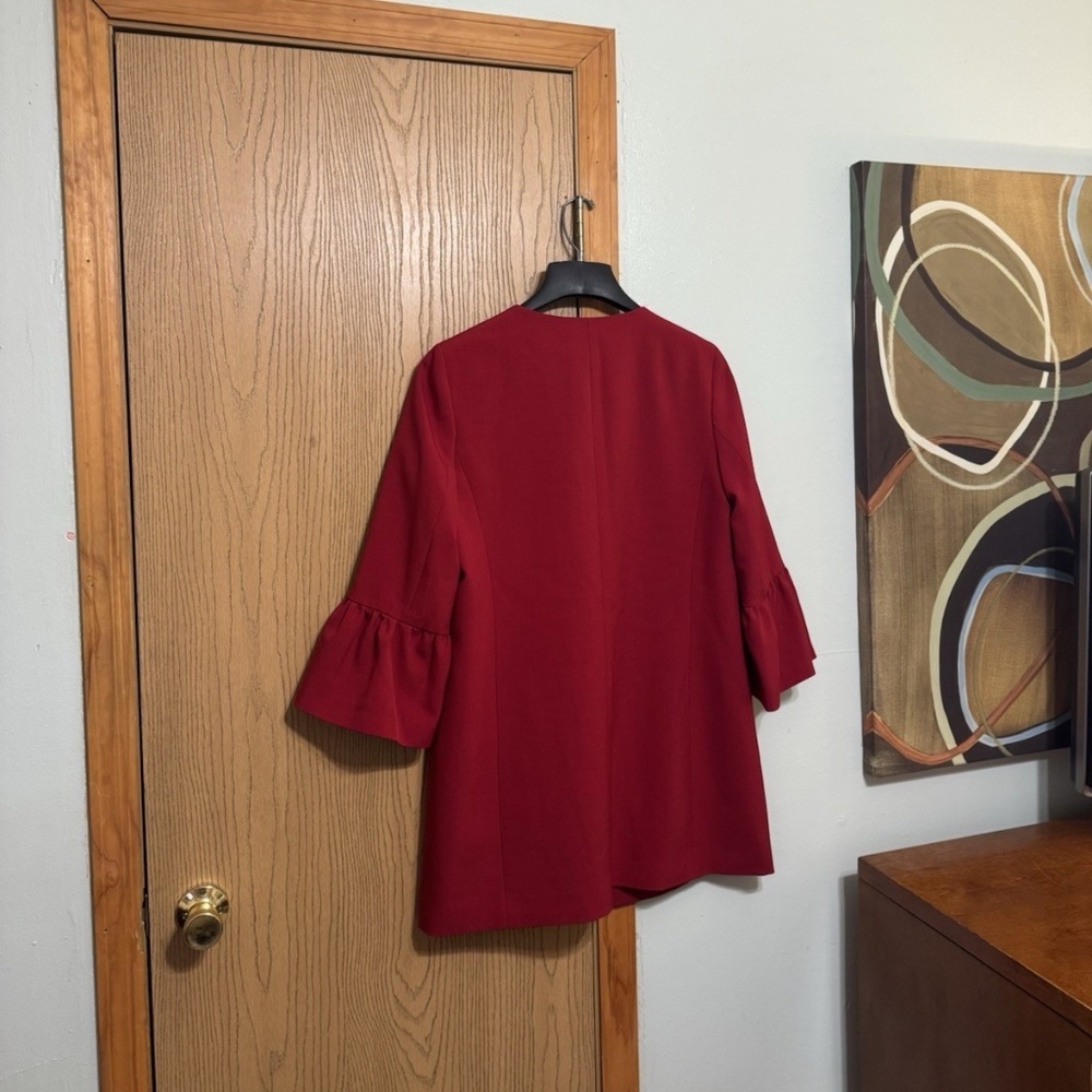 Anne Klein Medium Solid Red Open-Front w/Flared Sleeves Jacket - EUC - Picture 2 of 4